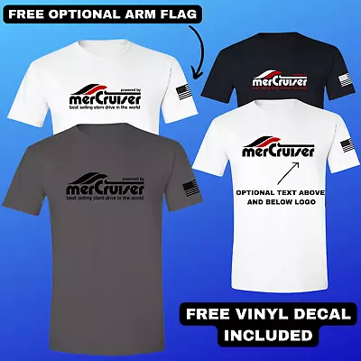 Mercruiser Mercury Racing Boats T-Shirt Optional Flag FREE Vinyl Decal • $23.95