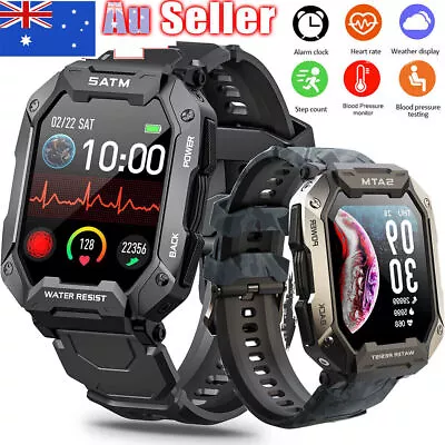 Smart Bluetooth Watch Rugged Military Outdoor Sports Heart Rate Fitness Tracker • $48.69