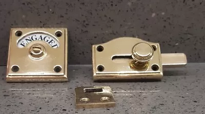 Art Deco Brass Vacant Engaged Toilet Bathroom Door Lock Indicator Sliding Bolt • $154.08