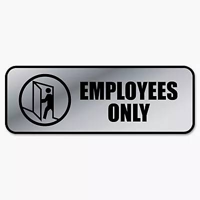 Cosco Brushed Metal Office Sign Employees Only 9 X 3 Silver 098206 • $12.38