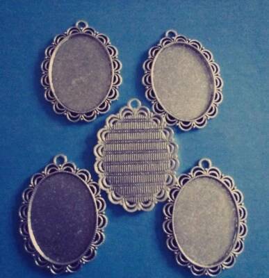 £2.65 • Buy 5 Tibetan Silver 55 X 42 Cabochon  Cameo Pendant With 40 X 30 Mm Setting 7b