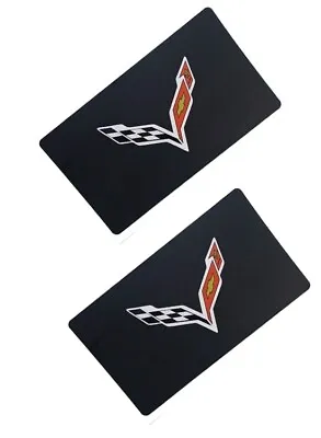 Fits 2015-2019 C7 Corvette - Visor Label Decal Covers With Crossflag Logo • $19.99