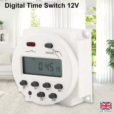 DC 12V 16A Mini LCD Digital Programmable Control Power Timer Switch Time Relay • £9.23