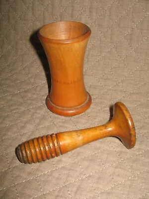 Vintage Antique Treen Wooden Ware 2 Pc Spice Grinder Mortar Masher Primitive • $49.99