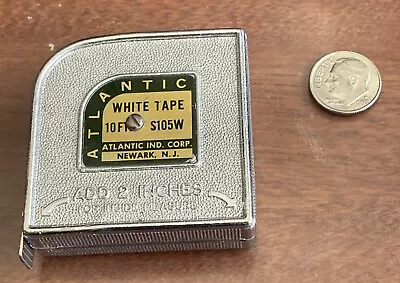 Vintage Atlantic White Measuring Tape Measure S105W 10 Ft Newark New Jersey • $8.99