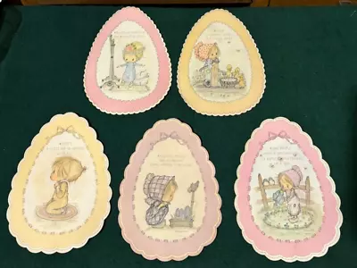 5 Vintage 1970's BETSEY CLARK HALLMARK Die Cut Easter Egg Shaped Decorations • $5