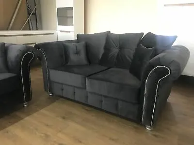 Olympia Plush Velvet Chesterfield Style Sofa 3+2 Seater Grey | Customer Pictures • £179.99