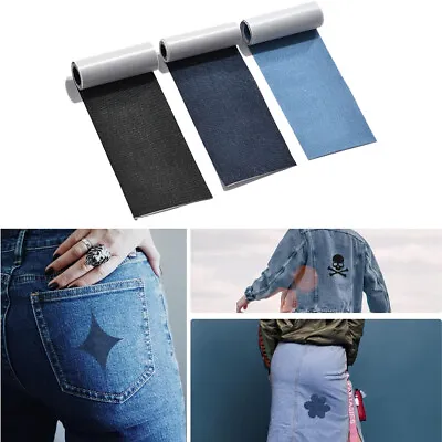 10x150cm Iron On Repair Mending Jeans Trousers Fabric Patches Denim Quick Fix • £1.99