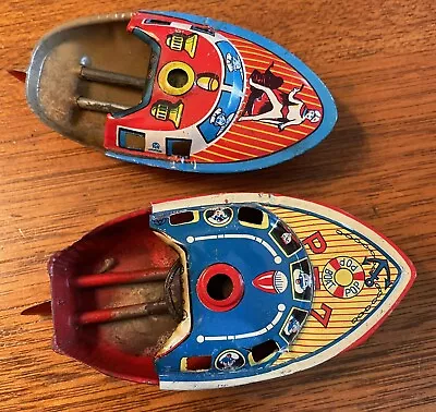 £23.84 • Buy Vintage 1960s Japan Tin Litho Pop Pop Boat Lot Of 2 Trademark: AT Inside Circle