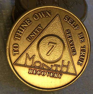 7 Month Bronze AA Medallion Alcoholics Anonymous Recovery Coin NA Chip • $6.99