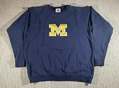 Vintage Michigan Wolverines Sweatshirt XXL Team Edition Blue USA Pullover Mens • $32.30