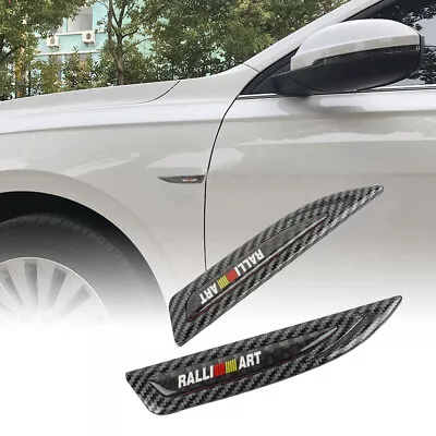 2x RALLIART Carbon Fiber Metal Emblem Car Trunk Side Wing Fenders Badge Sticker • $15.88