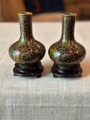 Vintage Chinese Cloisonne Vase Pair - With Original Box!! • $199