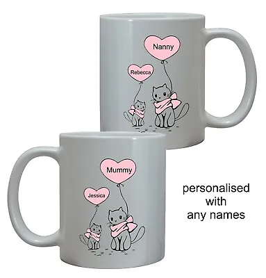 Personalised Gift For Her Mum Nana Aunt Cat Mug Birthday Mothers Day Present • £10.95