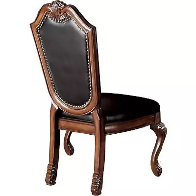 ACME Chateau De Ville Side Chair (Set-2) - 10038 - Black PU & Cherry • $343.98