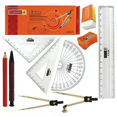 KOKUYO CAMLIN – 10Pcs EXAM Mathematical Drawing Instrument Geometry Set Student • £5.99