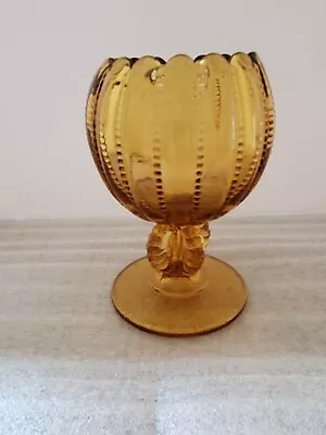 Rare Vintage Amber Pressed Glass Goblet - EUC! • $18