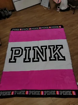 PINK Victoria’s Secret Pink Fleece Throw Blanket RARE Style • $39