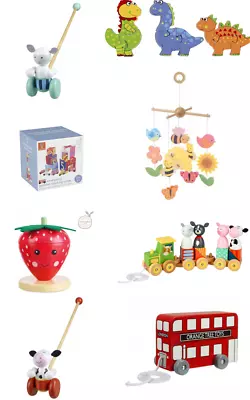 £8.97 • Buy Kids Educational Wooden Toys - 8 Pull Along Stacking Puzzles - Orange Tree Toys