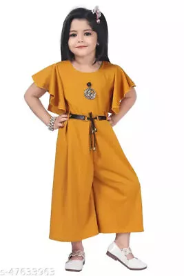 Kids/Girls Yellow Polycotton Pack Of 1 Jumpsuits Romper Partywear Pants Trousers • $32