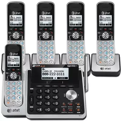 AT&T 5 Handset Cordless 2 Line Phone System With Caller ID & Waiting • $199.99