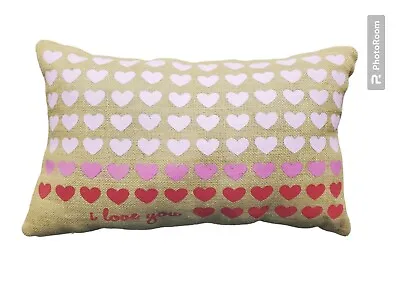 I Love You Heart Burlap Accent Pillow • $9