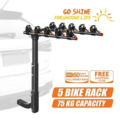$135.99 • Buy IKURAM 5 Bike Rack Bicycle Car Rear Carrier  TowBar Steel Foldable Hitch Mount