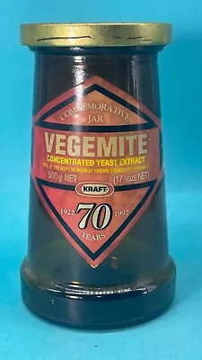 1992 70th Year KRAFT Australian Advertising Vegemite Glass Jar With Lid • $9.99