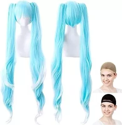 MIKU Hatsune Miku Long Twin Tail Wig For Cosplay Costume  Net 2 Pieces Set • $59.99
