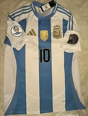 Messi Argentina 2024 Home  Jersey Mens Medium Adidas Soccer Copa America Patch • $54.99