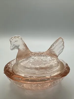 Mini Pink Glass Hen On A Nest   • $16.80