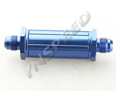 30 Micron 10AN To AN10 Billet Aluminum Magnetic Fuel Filter Fitting Blue • $8.81