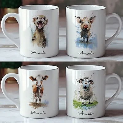 Funny Animal Pet Crazy Cow Sheep Pig Ferret Lady Man Present Gift Coffee Cup • £9.99