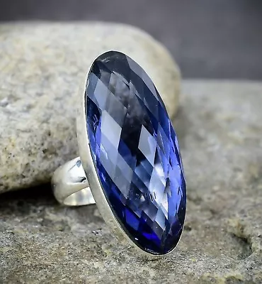 Faceted Tanzanite Gemstone Handmade 925 Sterling Silver Jewelry Ring All Size • $12.99