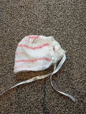 Hand Knitted Baby Girl Bonnet • £1