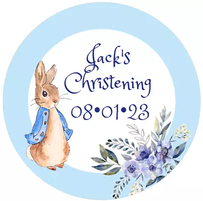 £3.95 • Buy 48 Personalised Christening Baptism Stickers PETER RABBIT  40mm Labels