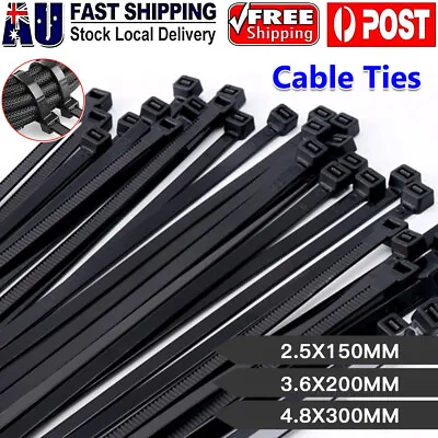 Cable Ties Zip Ties Nylon UV Stabilised 100/200/500/1000pcs Bulk Black Cable Tie • $26.99