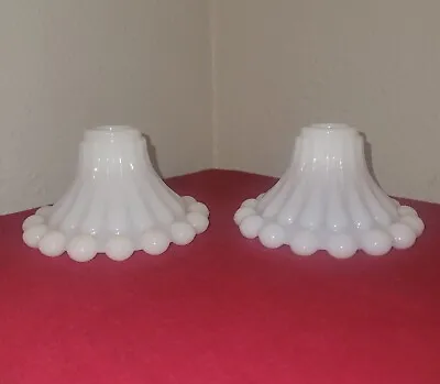 Vintage Boopie Bubble Head White Milk Glass Candle Stick Holder 2¾  T. Set Of 2  • $12.99