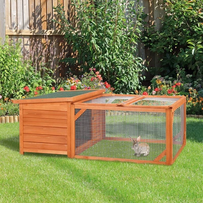 £98.99 • Buy Wooden Rabbit Hutch With Run Small Animal Guinea Pig House 125.5 X 100 X 49cm