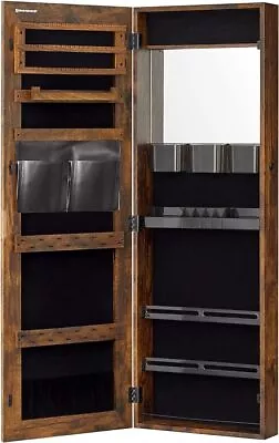 Jewelry Cabinet Armoire With Mirror Wall Or Door Mount Storage Organizer With • $47.51