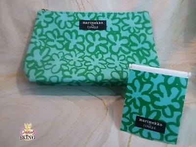 Clinique Marimekko Green Flower Makeup / Cosmetic Bag & Mirror • $18.95