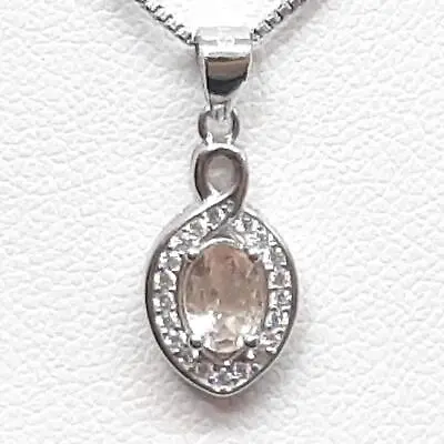 World Class .70ctw Peach Morganite & White Sapphire 925 Sterling Silver Pendant • $19.99