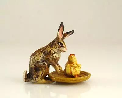 Vienna Bronze RABBIT With CHICKS In Basket Bermann  Easter Bunny Cold Painted • $159.99