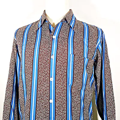 Vintage 60s 70s Button Up Shirt Vtg Sheer Atomic Disco Hippie Mod USA Mens L • $53.46