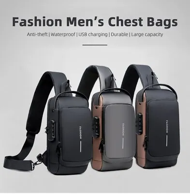 Men's Sling Backpack Waterproof Anti-theft Shoulder Crossbody Chest Bag USB Por • $20.99