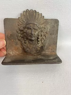 Vintage Brass/Bronze Native American Indian Head Bookends 4.25  Nice Patina • $55