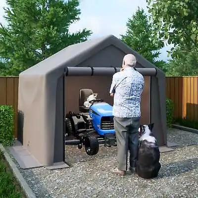 8X8FT Garden Waterproof Anti-UV Storage Tent Bike Shed Steel Frame Zipper Door • £147.99