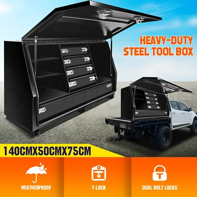 $1159.95 • Buy Ute Steel Tool Box Storage Drawer Checker Plate Truck Toolbox 140x50x75cm Black