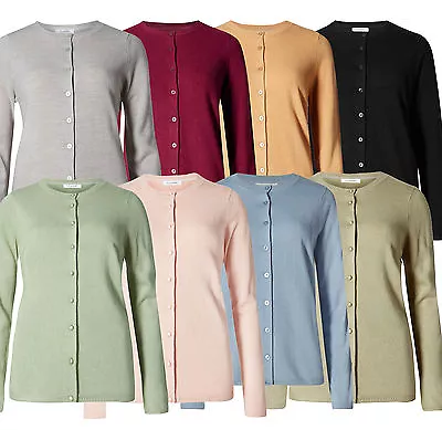 £8.99 • Buy New Womens Button Cardigan Ex Marks & Spencer Soft Knit Cashmilon M&S Cardie Top