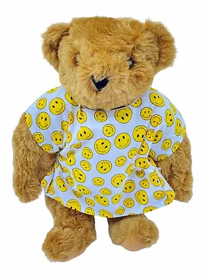 Vermont 15  Teddy Bear Brown Bear Smiley Face Hospital Gown Stuffed Plush Toy • $12.99